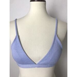 Shein Swim Bikini Triangle Top Ribbed Knit Padded Swimwear